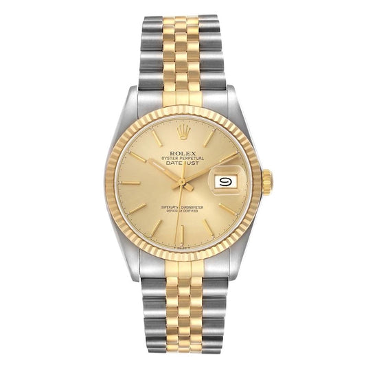 Rolex Datejust Champagne Stick Dial on D Link Jubilee Ref 16013 with Papers 1987