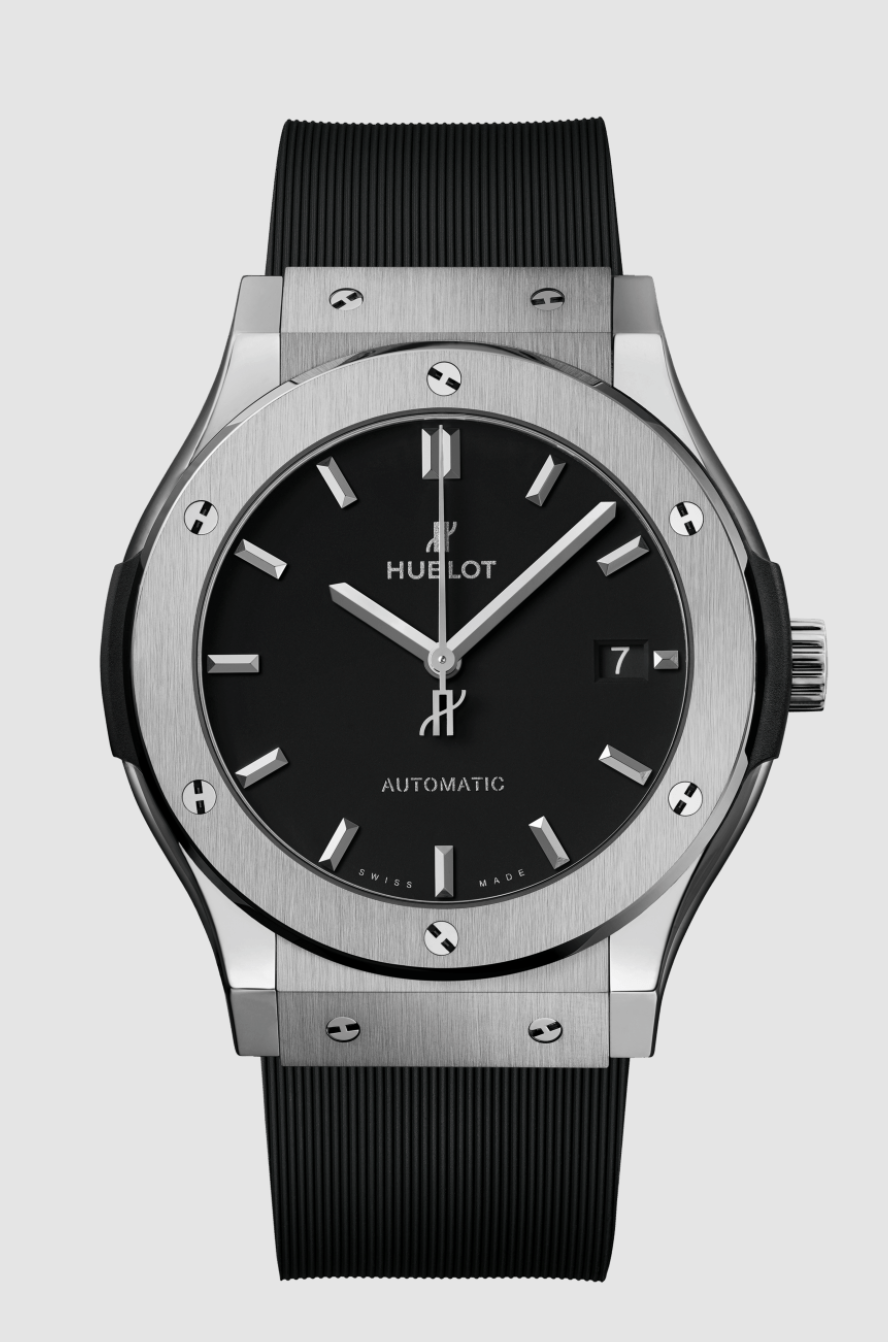 Hublot Classic Fusion Black Dial on Rubber Strap Ref. 582.NX.1170.RX.1704 Card Open Date