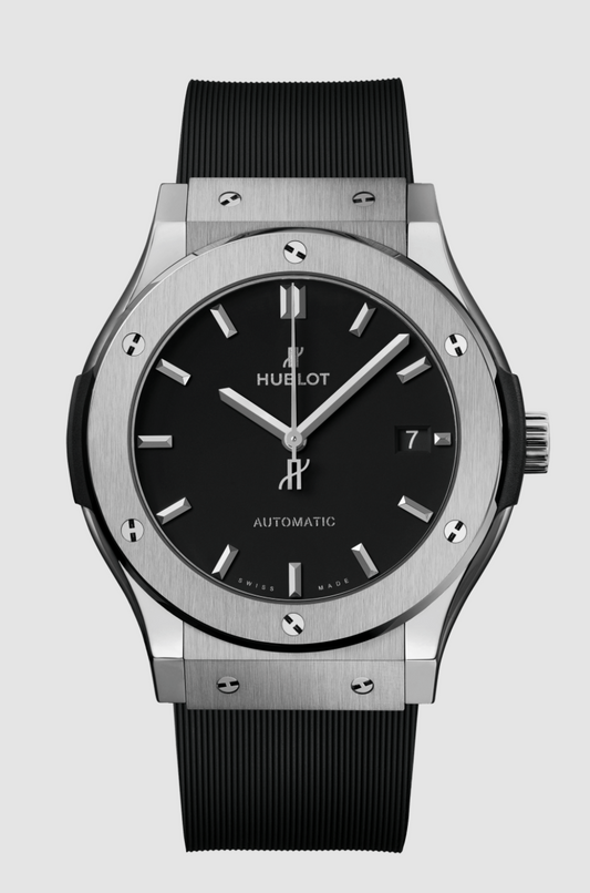 Hublot Classic Fusion Black Dial on Rubber Strap Ref. 582.NX.1170.RX.1704 Card Open Date