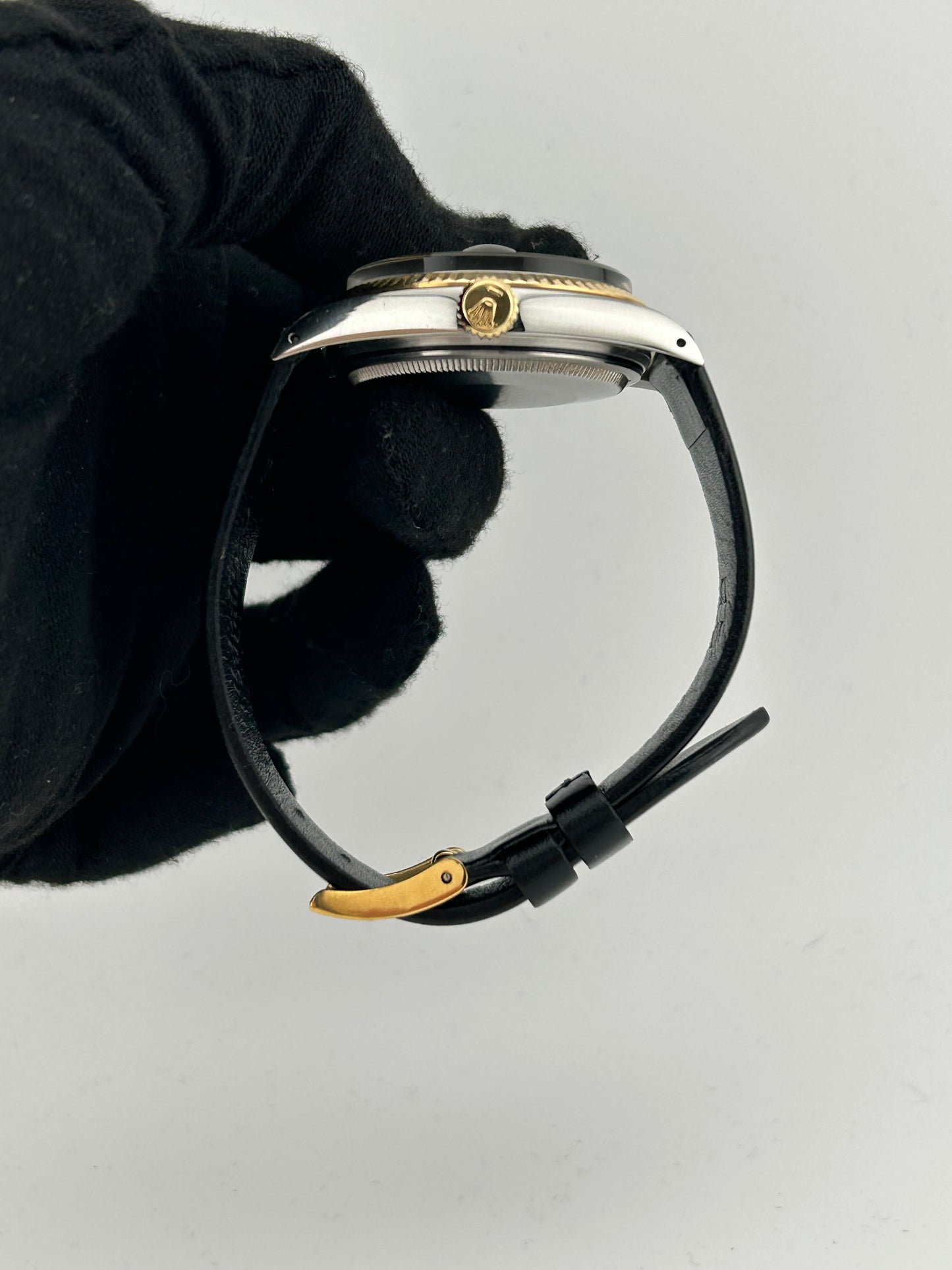 Rolex Datejust Champagne Linen Stick Dial on Generic Black Leather Band Ref. 16013 1988 — view 5