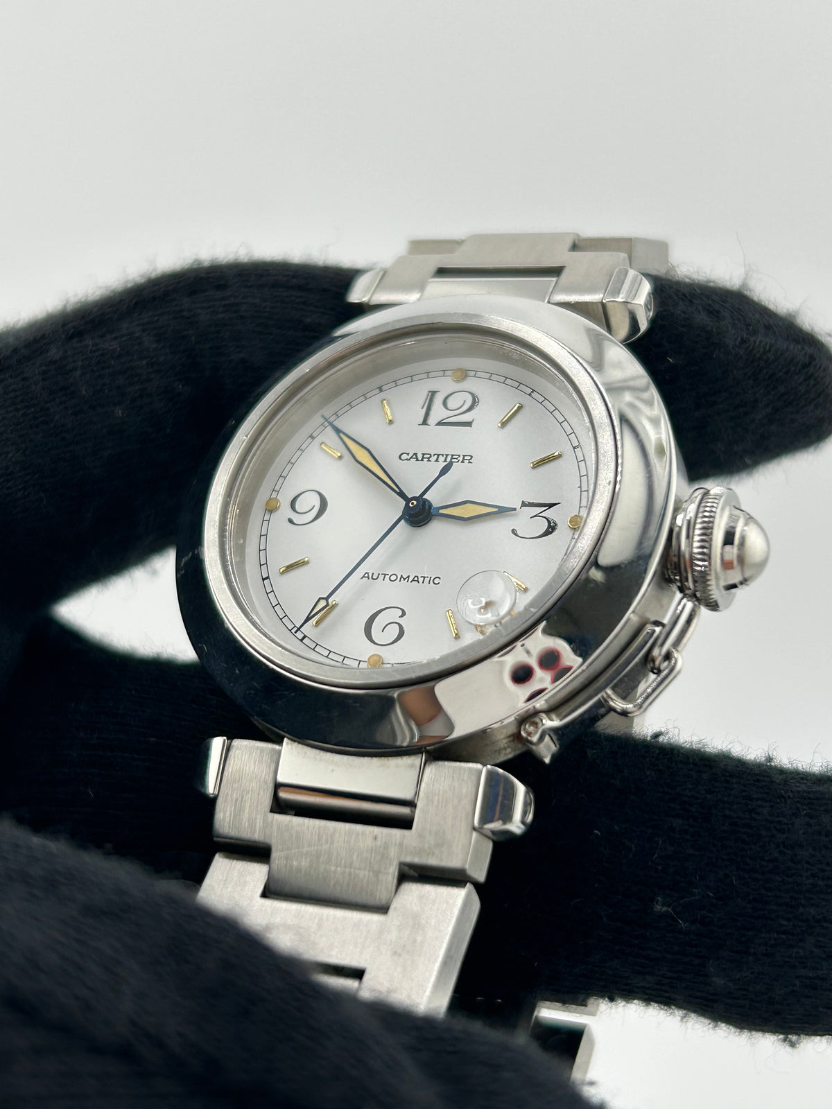Cartier Pasha C White Dial on Stainless Steel Bracelet Ref. W31015M7 — view 3