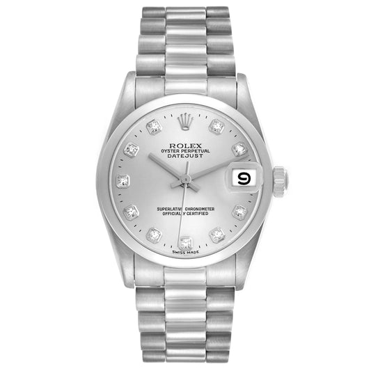 Rolex Datejust Silver Diamond Dial on President Ref. 68246 Papers 1991