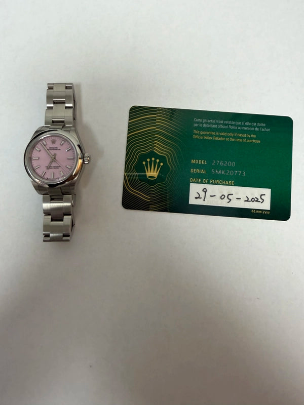 Rolex Oyster Perpetual 28 Candy Pink Dial on Oyster Ref 276200 with New Style Card Green 2025