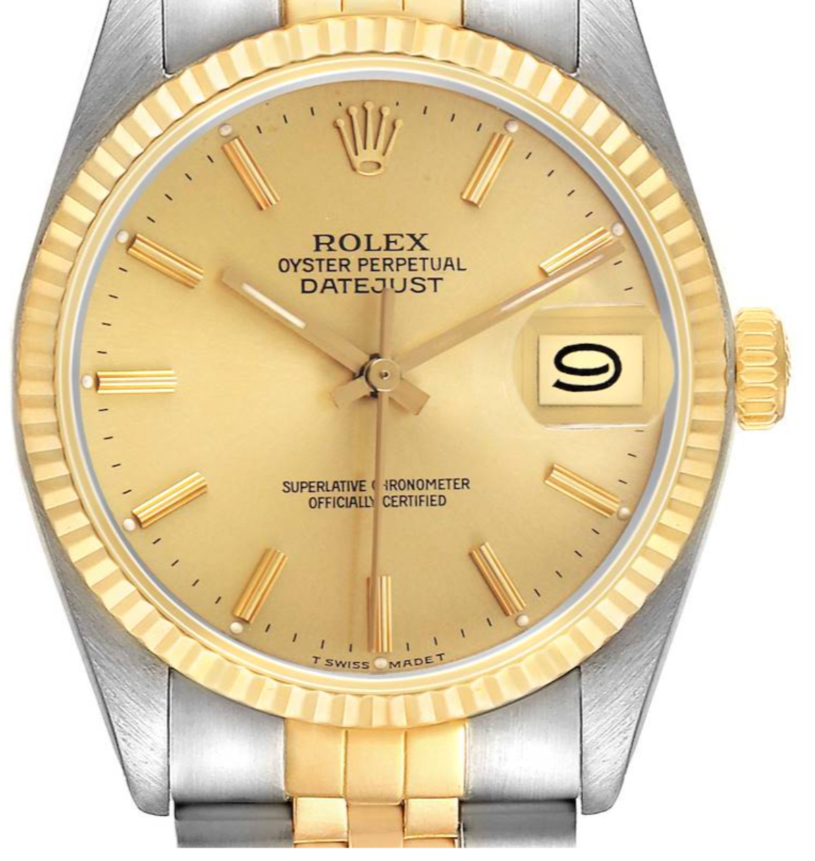 Rolex Datejust Champagne Stick Dial on D Link Jubilee Bracelet Ref. 16013 1988