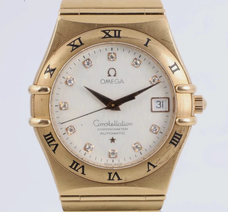 Omega Constellation Ivory Diamond Dial on Yellow Gold Ref 1104.35.00 with Card 2005