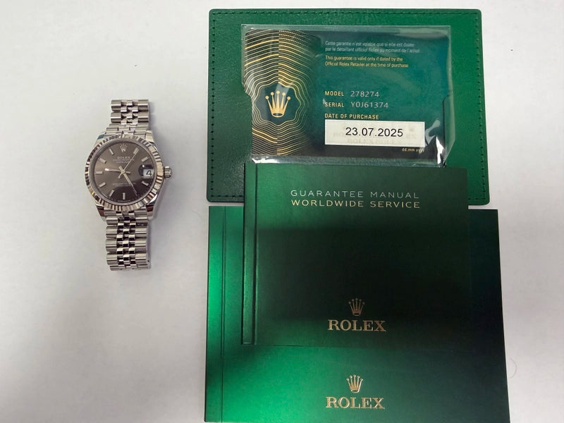 Rolex Datejust Rhodium Dial on Jubilee Ref 278274 with New Style Card Green 2025