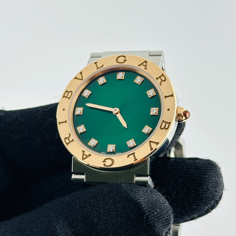 Bvlgari Bvlgari Green Diamond Dial on 2 Tone Bracelet Ref 103202 with Papers 2025