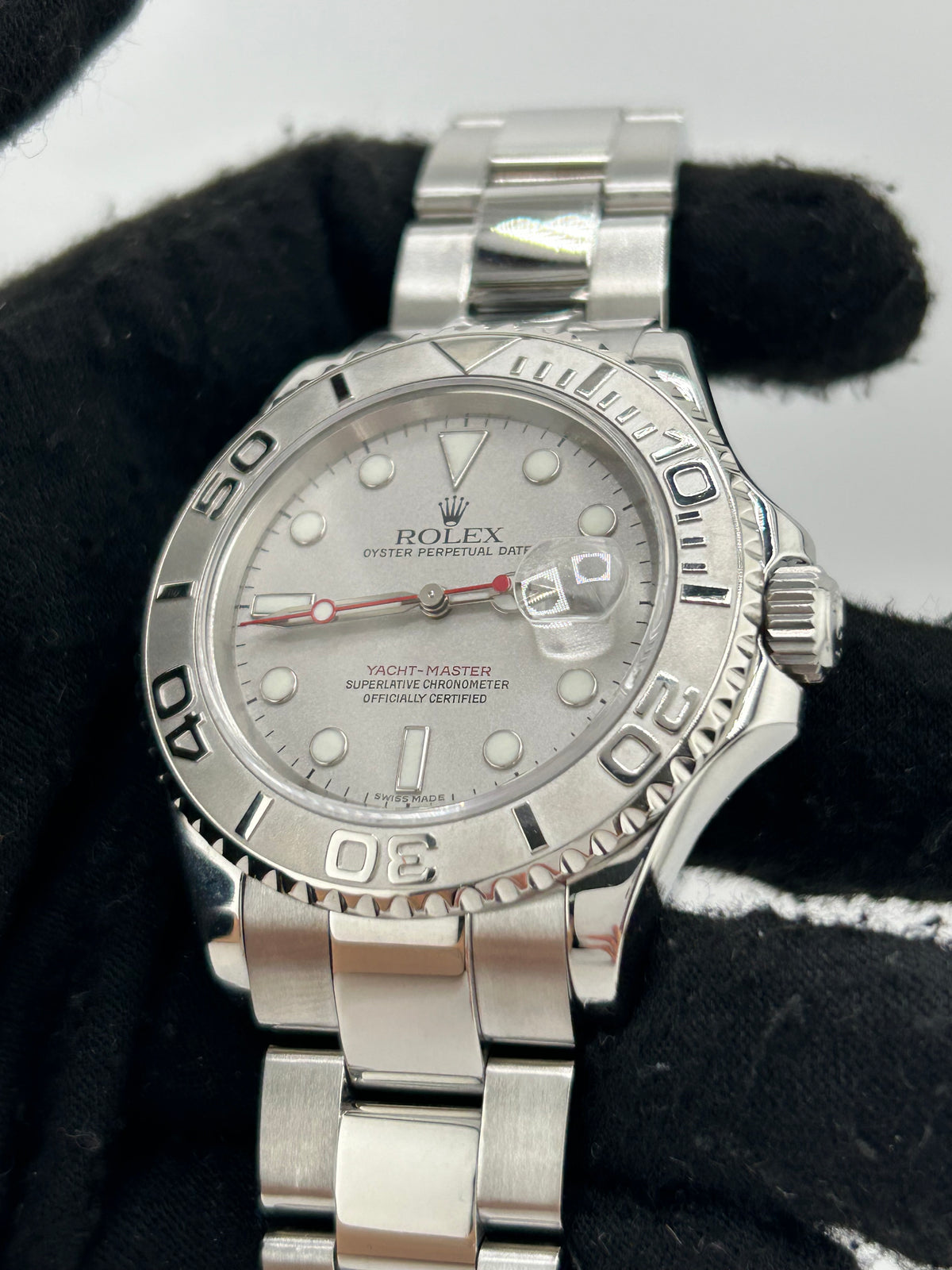 Rolex Yacht Master Platinum Dial on Oyster Steel Bracelet Ref. 16622 Papers 2006 — view 3