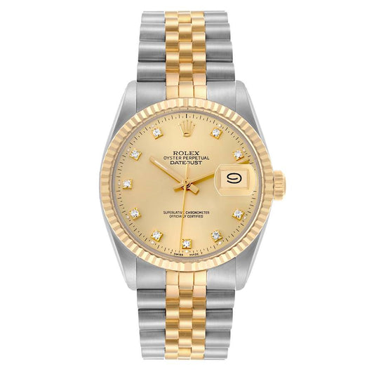 Rolex Datejust Champagne Diamond Factory Dial on D Link Jubilee Ref. 16013G 1988