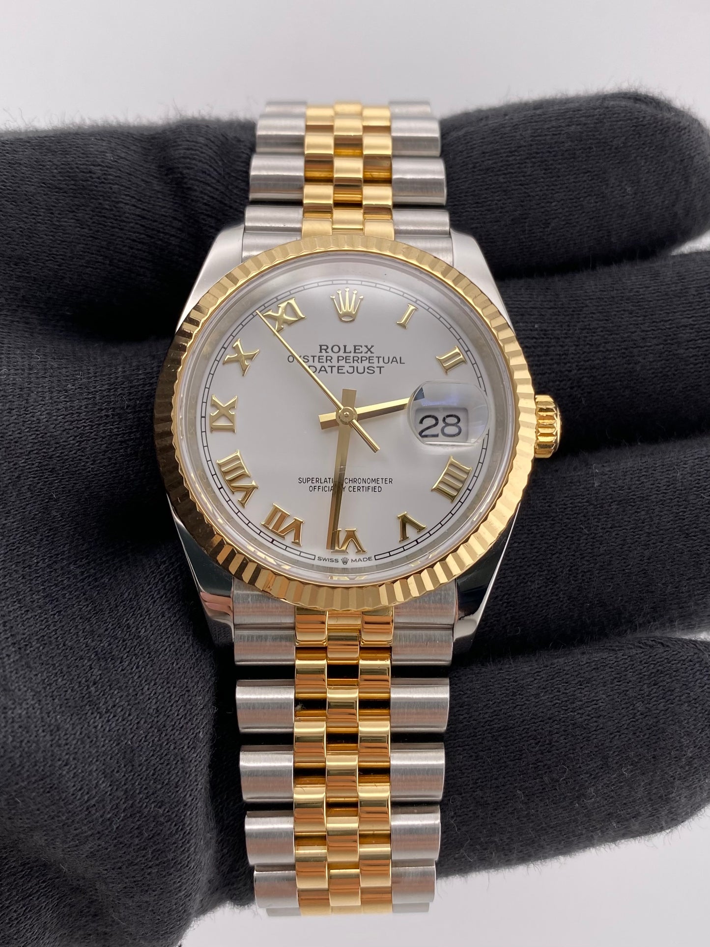 Rolex Datejust 36 White Roman Dial on Jubilee Ref. 126233 — view 2