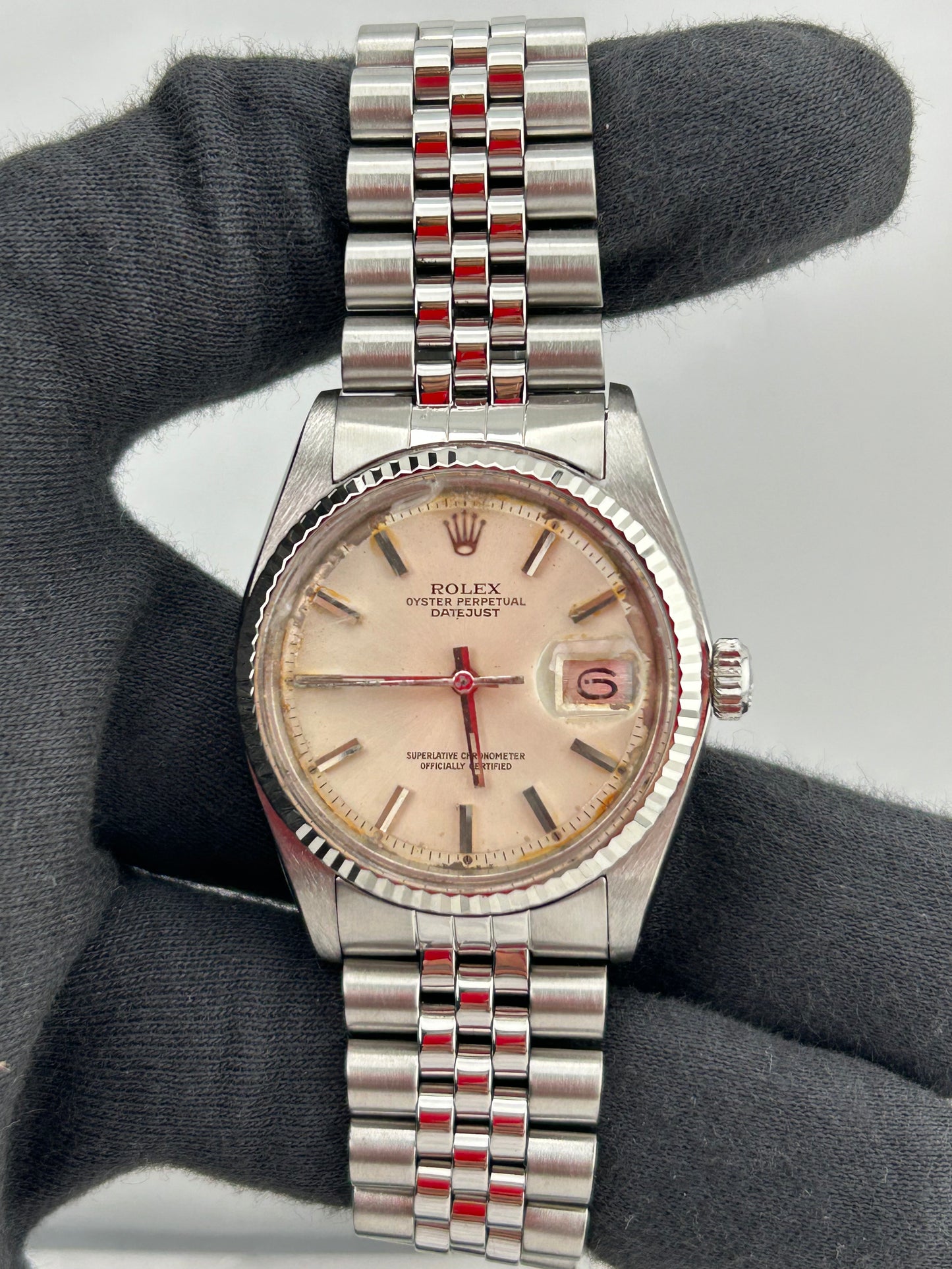 Rolex Datejust Silver Stick Dial on Jubilee Ref. 1601