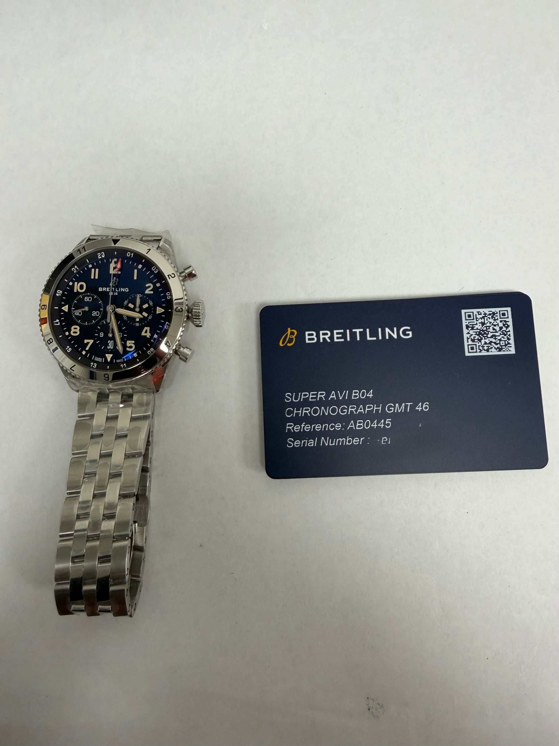 Breitling Super AVI B04 Chronograph GMT Black Dial on Bracelet Ref. AB04453A1B1A1 Card 2026 — view 6