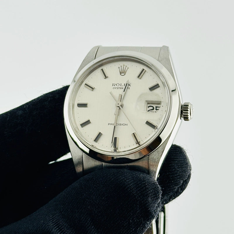 Rolex Oysterdate Precision Silver Dial on Oyster Folded Ref 6694