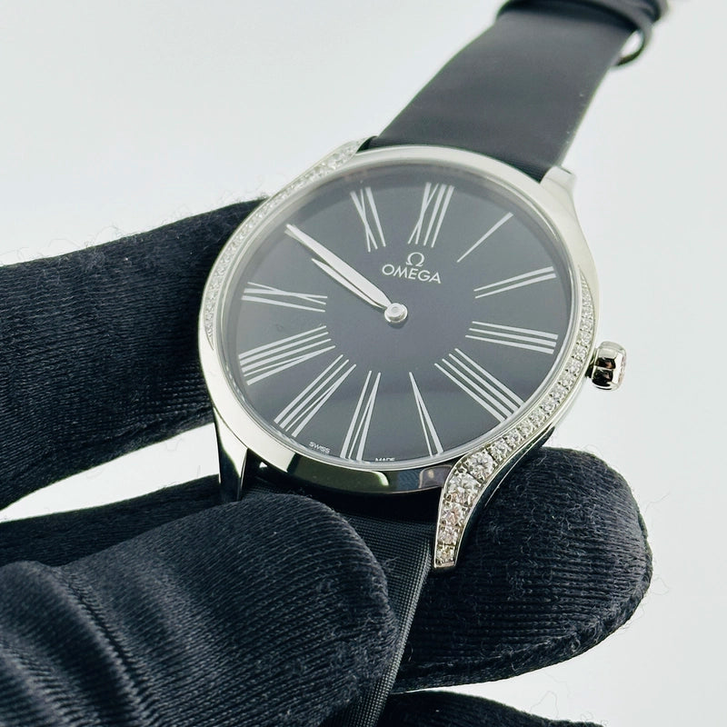 Omega De Ville Trésor Black Dial on Fabric Strap Ref 428.17.39.60.01.001 with Card