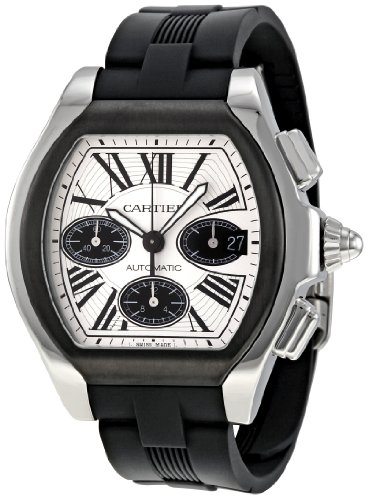 Cartier Roadster White Roman Dial on Black Rubber Band Ref. RW6206020