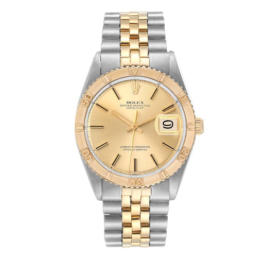 Rolex Datejust Turnograph Champagne Stick / Has Spots Dial on Folded Jubilee Bracelet Ref. 1625 1966