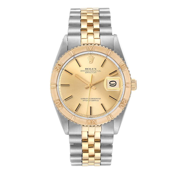 Rolex Datejust Turnograph Champagne Stick / Has Spots Dial on Folded Jubilee Bracelet Ref. 1625 1966