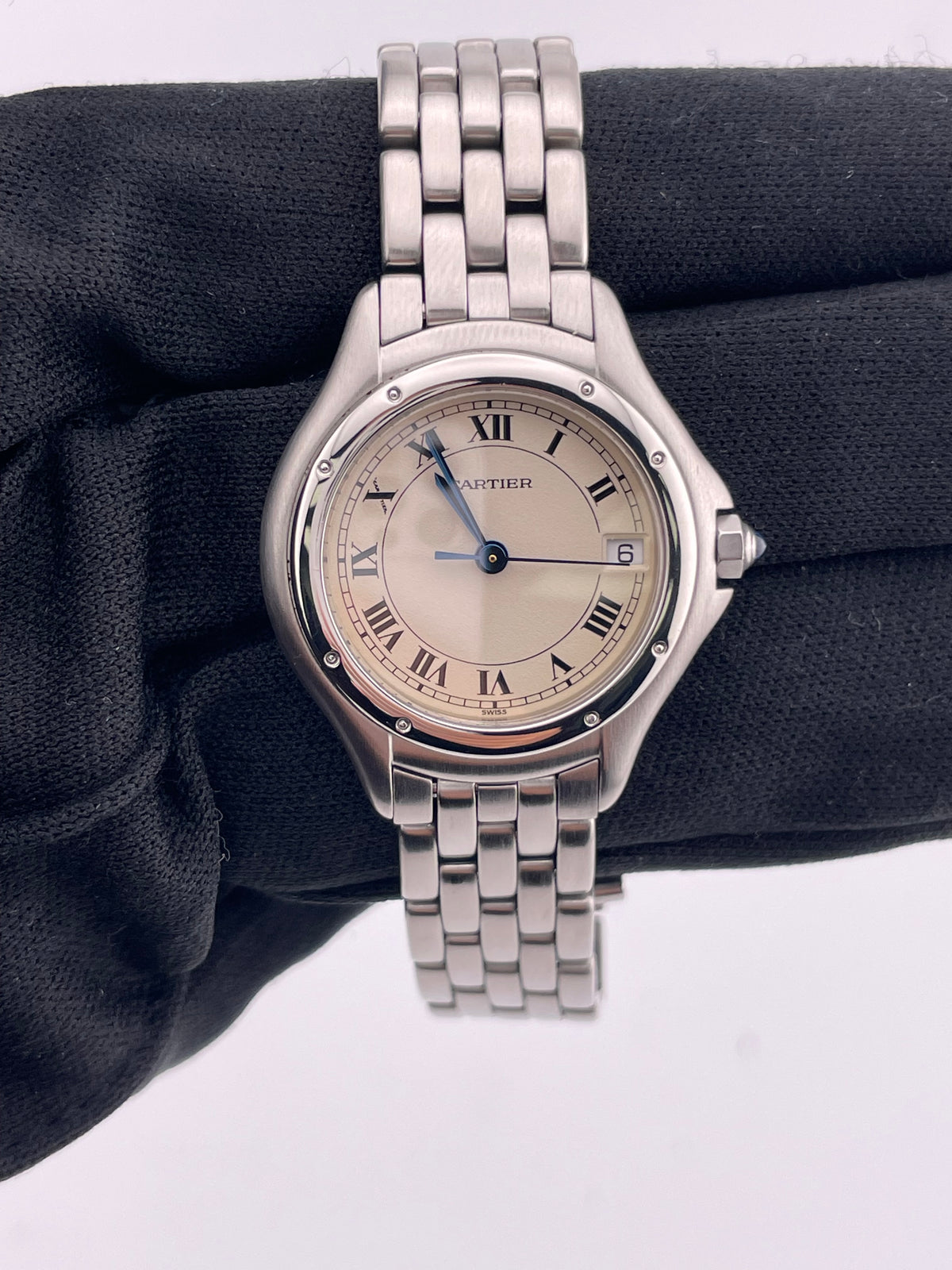 Cartier Cougar Silver Roman Numerals Dial on Stainless Steel Bracelet Ref. W35001F5 — view 2