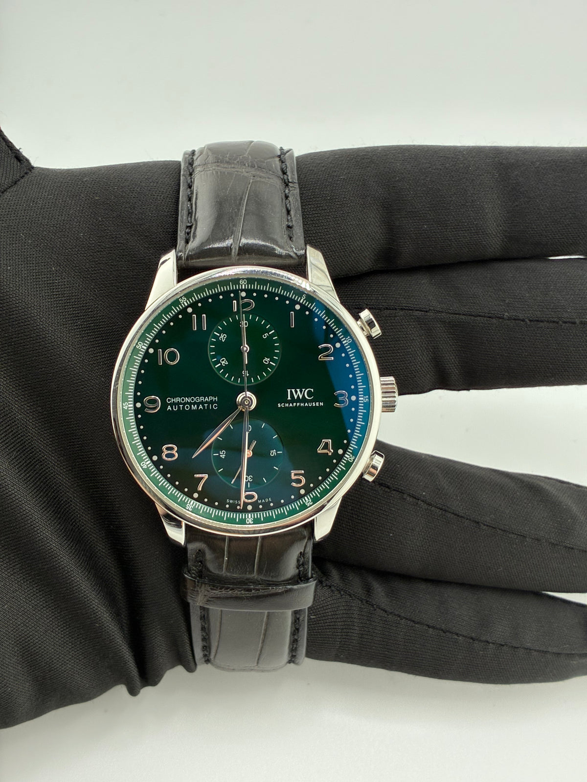 Iwc Portuguese Green Dial on Leather Strap Ref. IW371615 — view 3