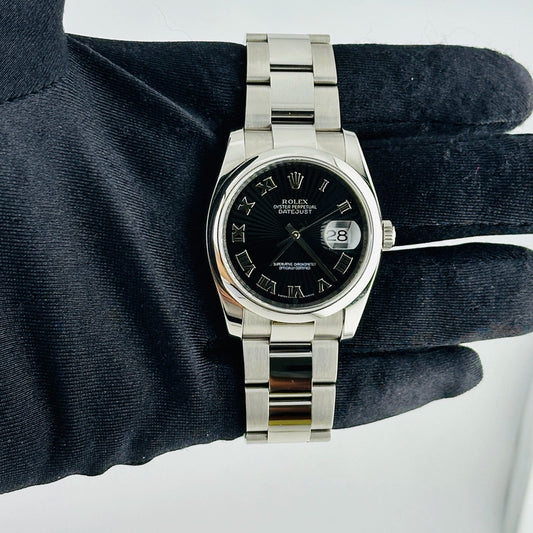 Rolex Datejust Black Sunburst Dial on Oyster Ref 116200 with Papers 2007