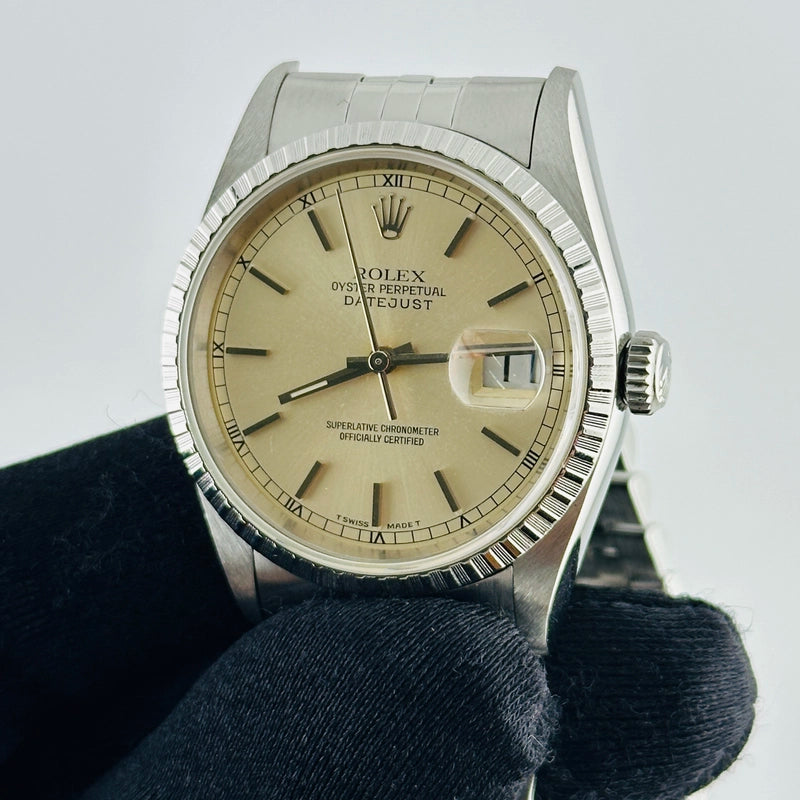 Rolex Datejust Silver Stick Dial on D Link Jubilee Ref 16220