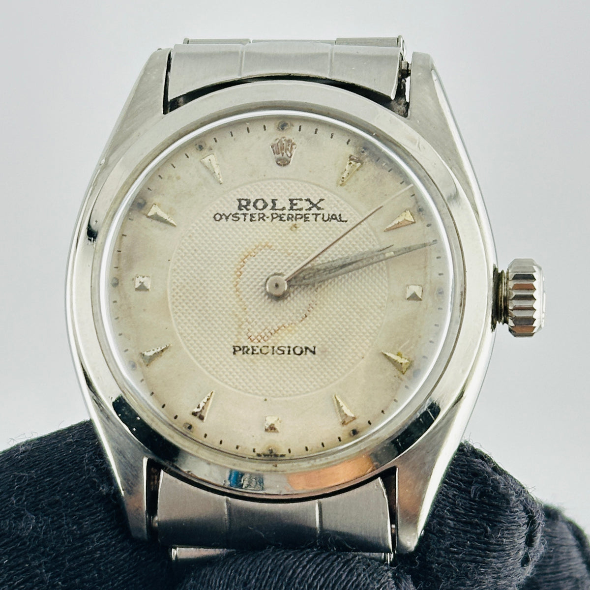 Rolex Oyster Perpetual Precision Albino White Dial Dial on Oyster Rivet Bracelet Ref. 6022 1963
