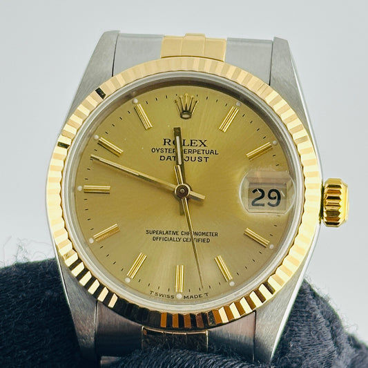 Rolex Datejust Champagne Stick Dial on D Link Jubilee Bracelet Ref. 68273 1990 — view 2