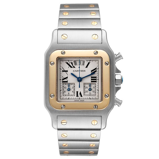 Cartier Santos Chronoflex White Roman Dial on 2 Tone Bracelet Ref. 2425