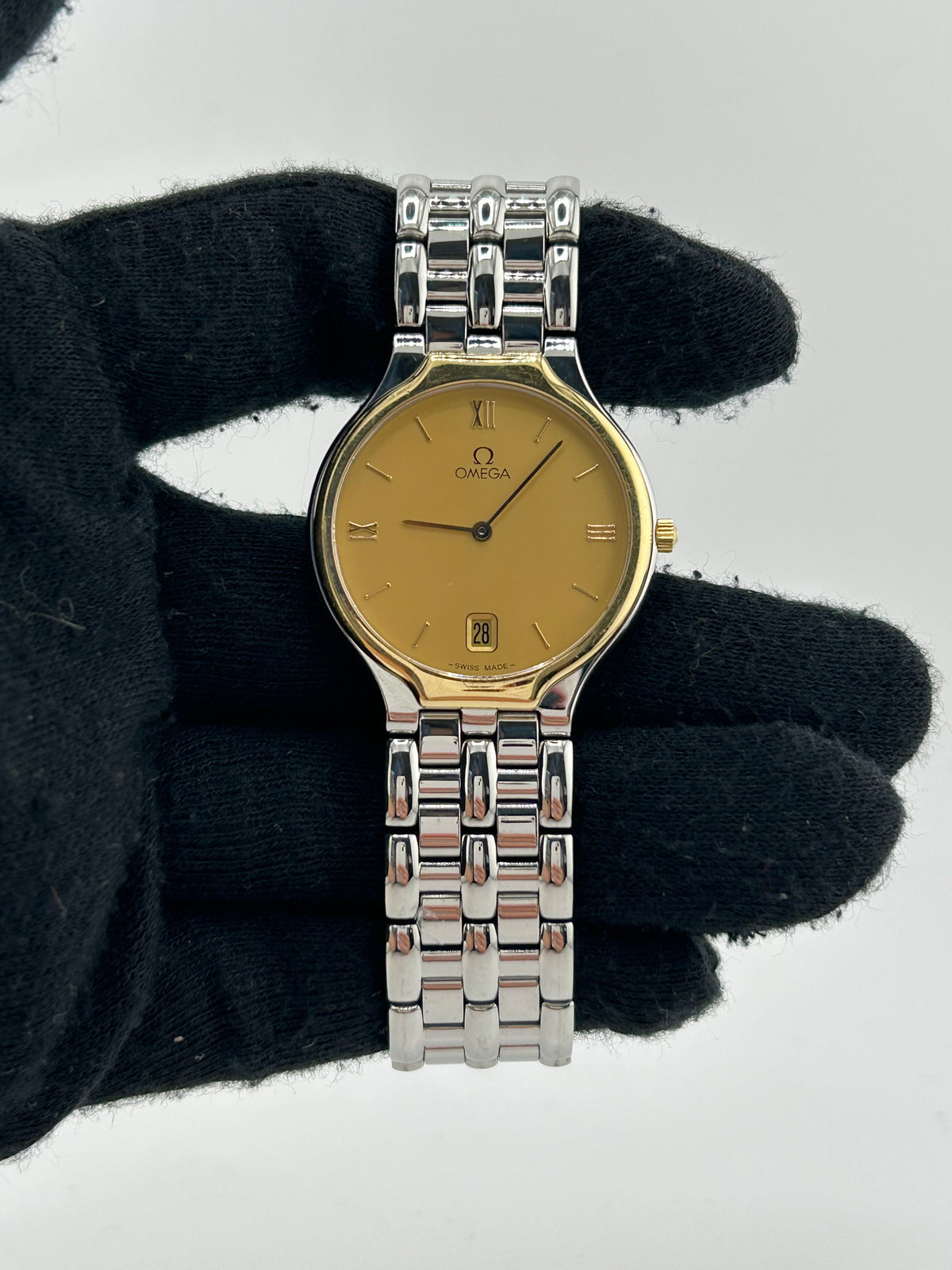 Omega De Ville Gold Roman Numerals Dial on Stainless Steel Bracelet Ref. 4230.13