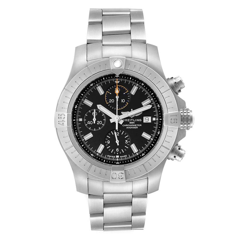 Breitling Avenger Chronograph Black Dial on Brushed Ref A13317 with Card 2024