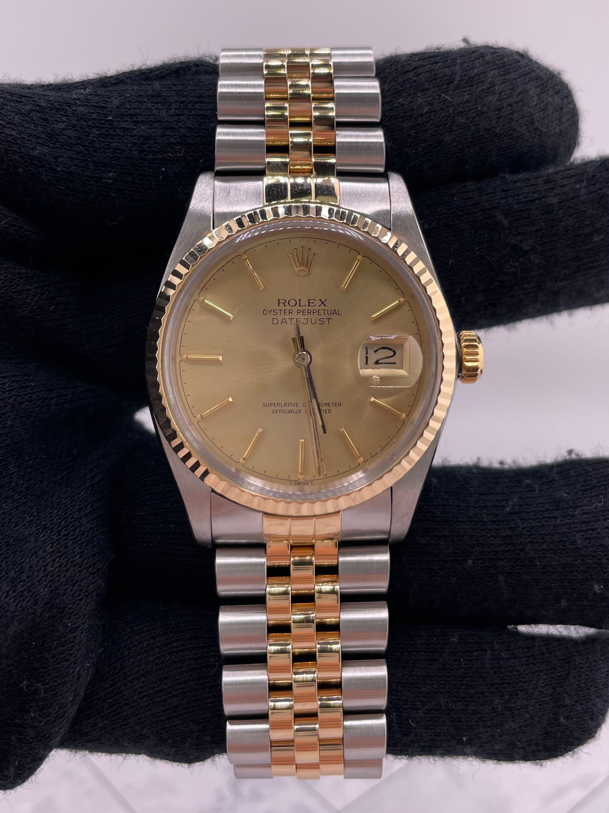 Rolex Datejust Champagne Stick Dial on D Link Jubilee Bracelet Ref. 16013 1985 — view 2