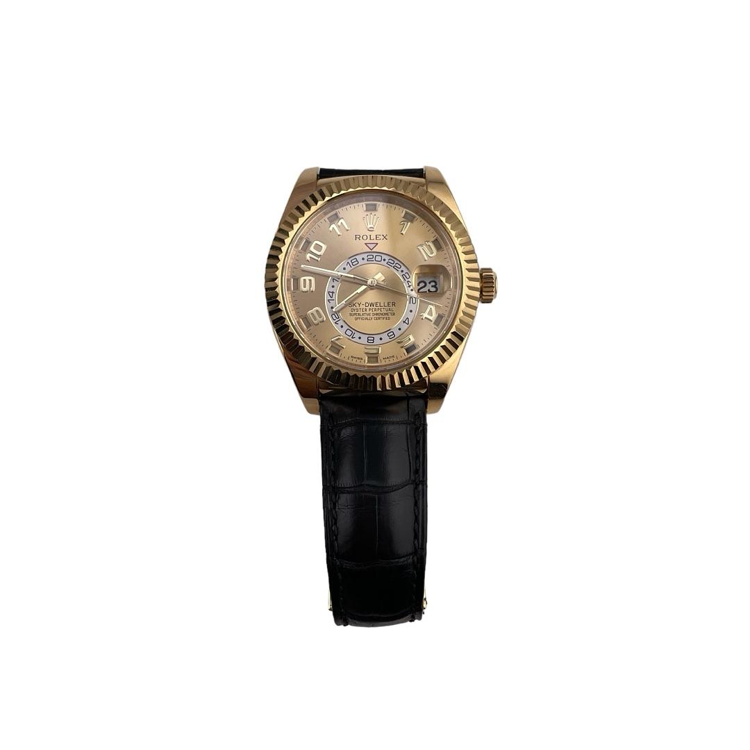 Rolex Sky Dweller Champagne Arabic Dial on Leather Ref. 326138 Card 2021 — view 2
