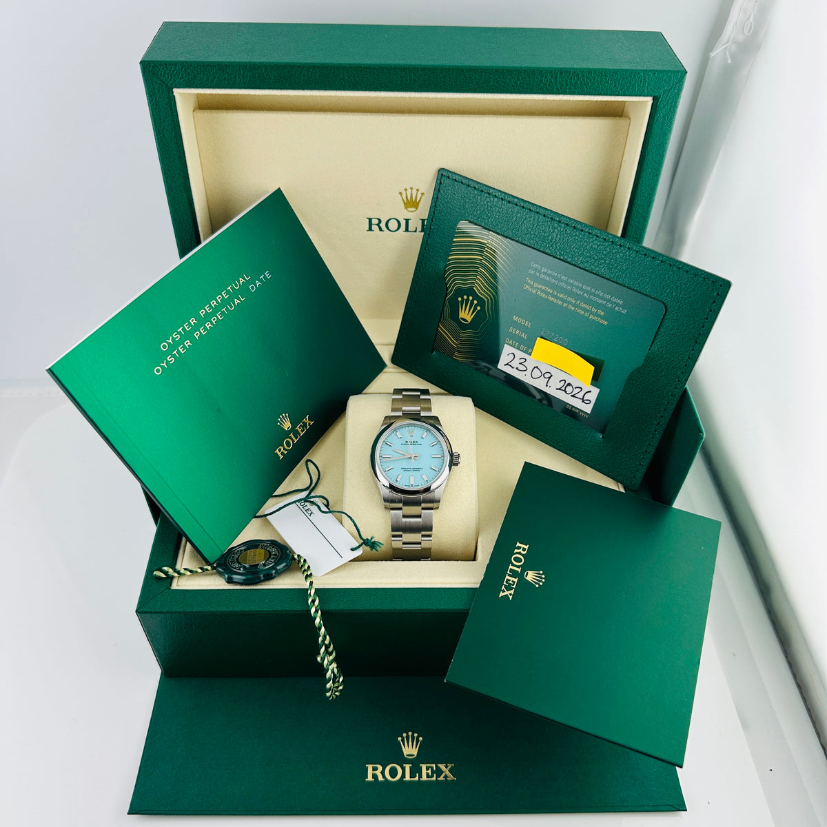 Rolex Oyster Perpetual Turquoise Blue Index Dial on Oyster Bracelet Ref. 277200 Complete 2026 — view 7