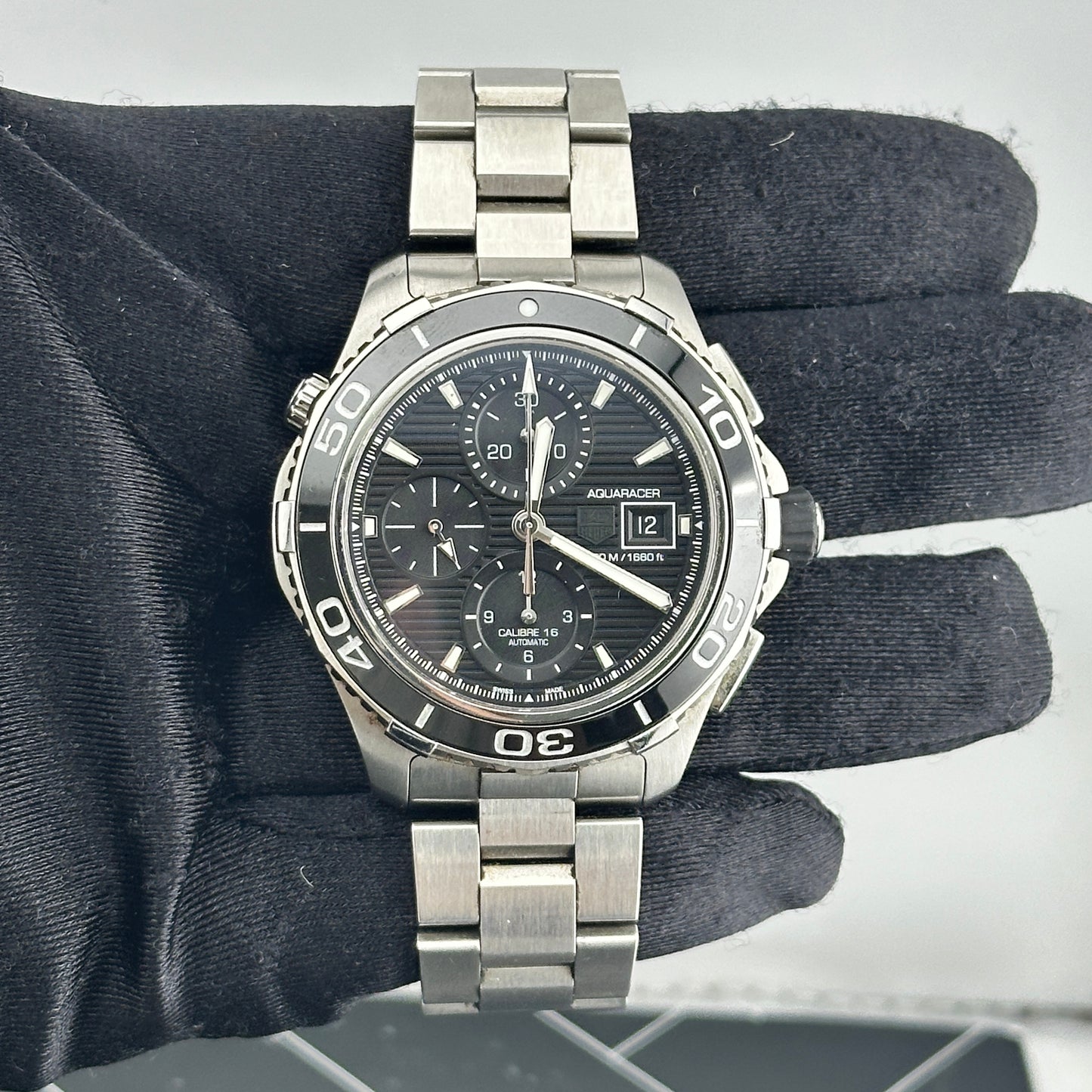 Tag Heuer Aquaracer Black Dial on Stainless Steel Bracelet Ref. CAK2110.BA0833 Complete 2014