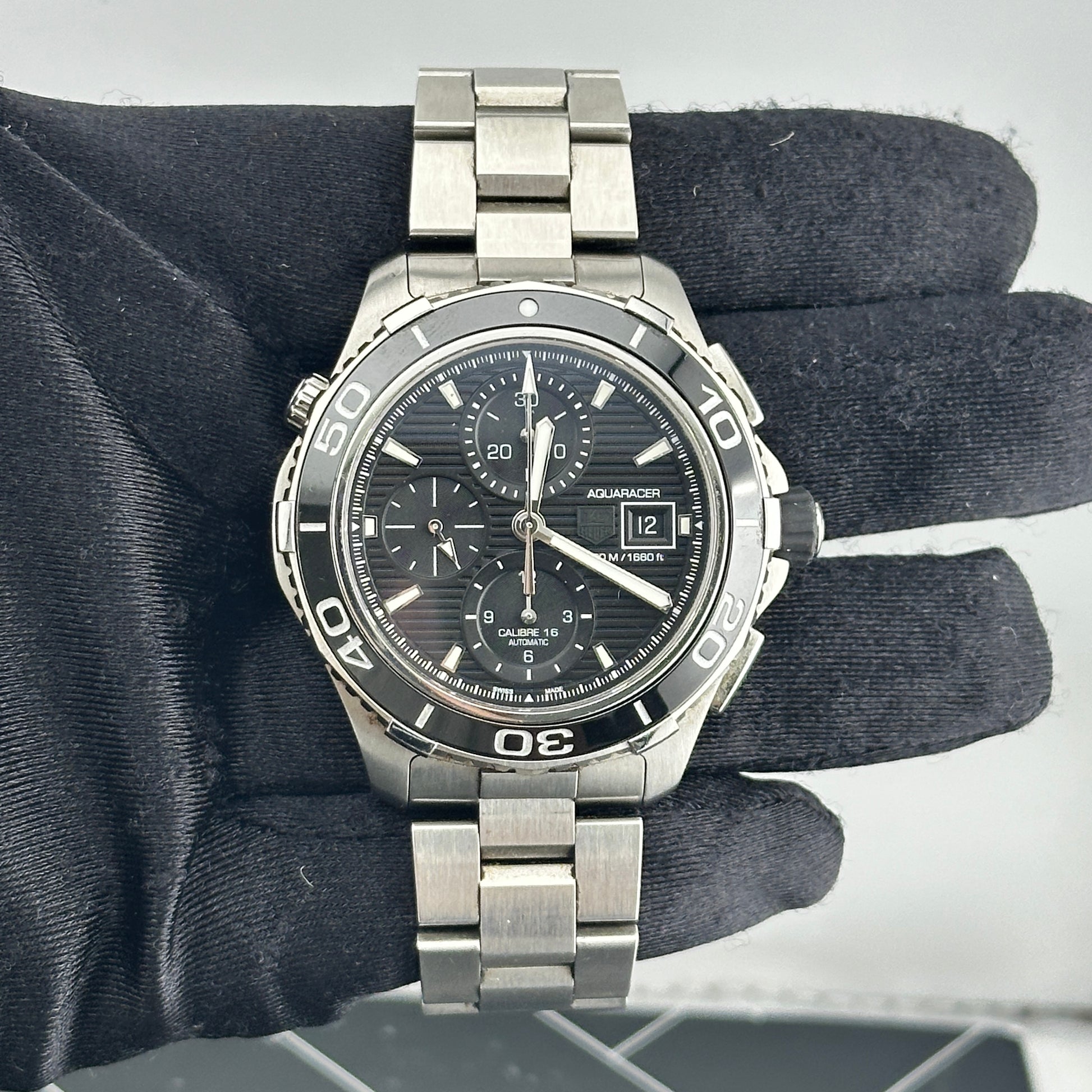 Tag Heuer Aquaracer Black Dial on Stainless Steel Bracelet Ref. CAK2110.BA0833 Complete 2014