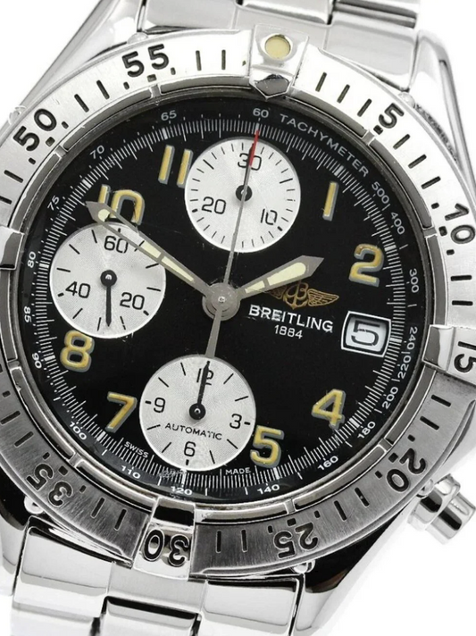 Breitling Colt Chronograph Black Arabic Numerals Dial on Stainless Steel Bracelet Ref. A13035.1 Complete 1996