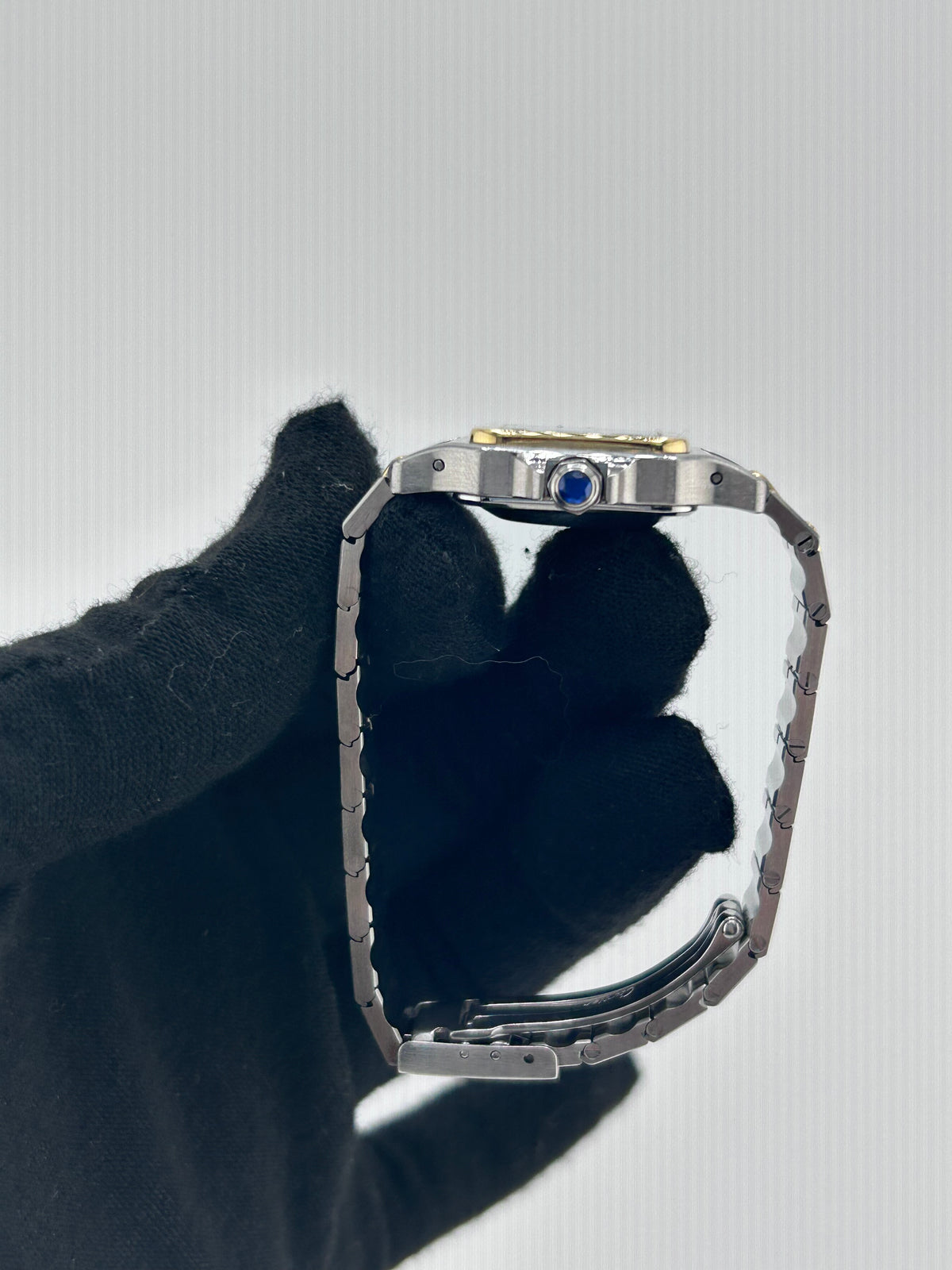 Cartier Santos Galbée White Dial on 2 Tone Yellow Gold / Stainless Steel Bracelet Ref. W20057C4 — view 5