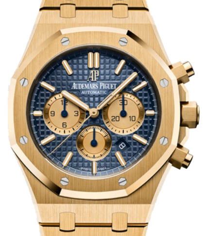 Audemars Piguet Royal Oak Selfwinding Chronograph Blue Dial on Yellow Gold Ref. 26331BA.OO.1220BA.01 Card 2020