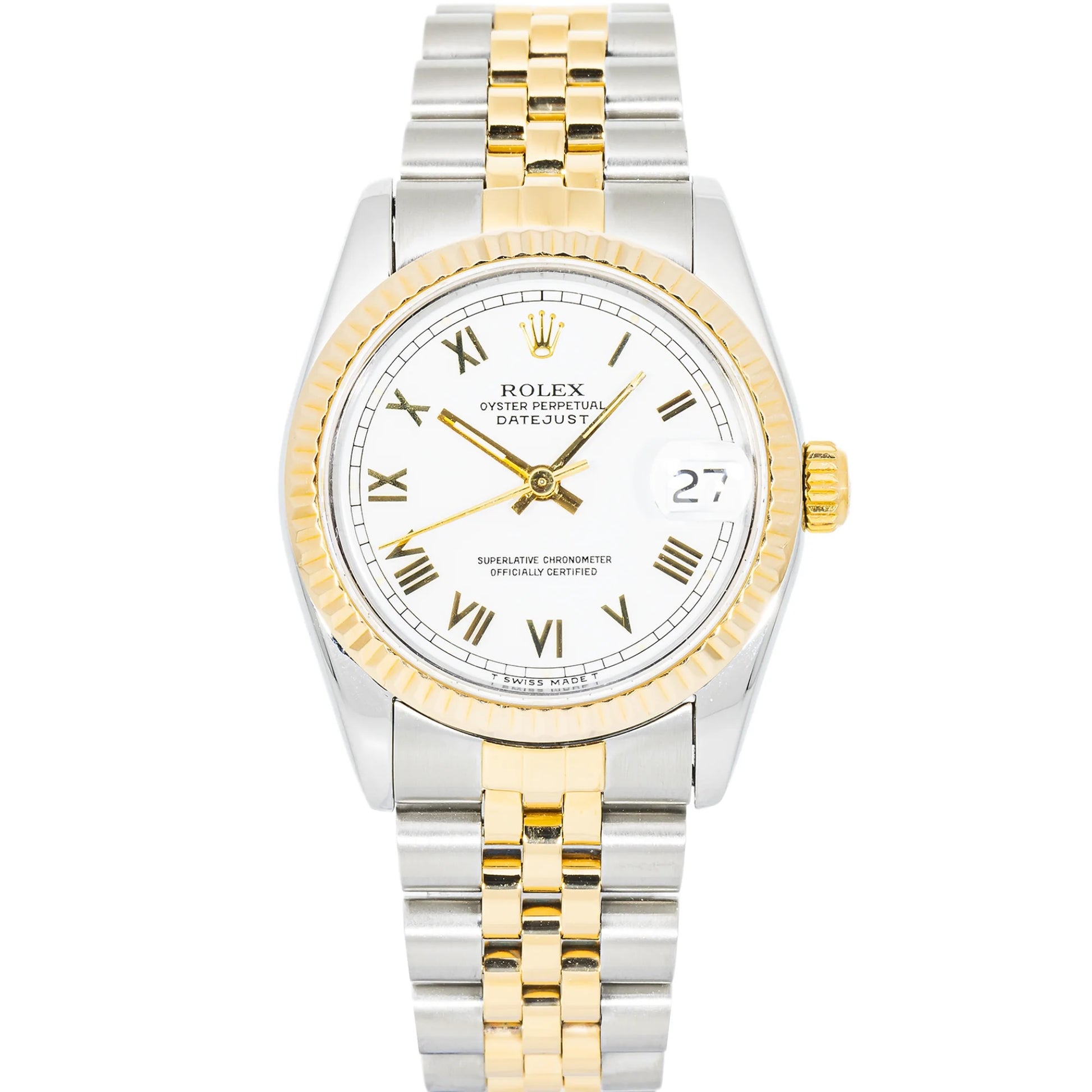 Rolex Datejust White Roman Dial on D Link Jubilee Ref. 68273 Papers 1991 — view 7