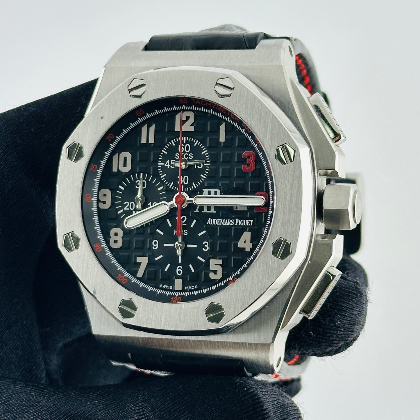 Audemars Piguet Royal Oak Offshore Shaquille O'Neal Special Limited Edition Black Dial With Mega Tapisserie Waffle Pattern Dial on Leather Strap Ref. 26133ST.OO.A101CR.01 — view 3