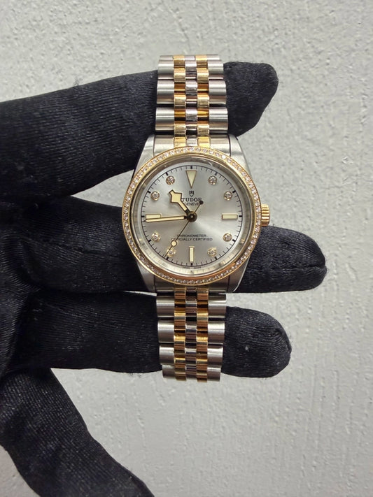 Tudor Black Bay Silver Diamond Dial on Jubilee Ref 79613 with Card 2025