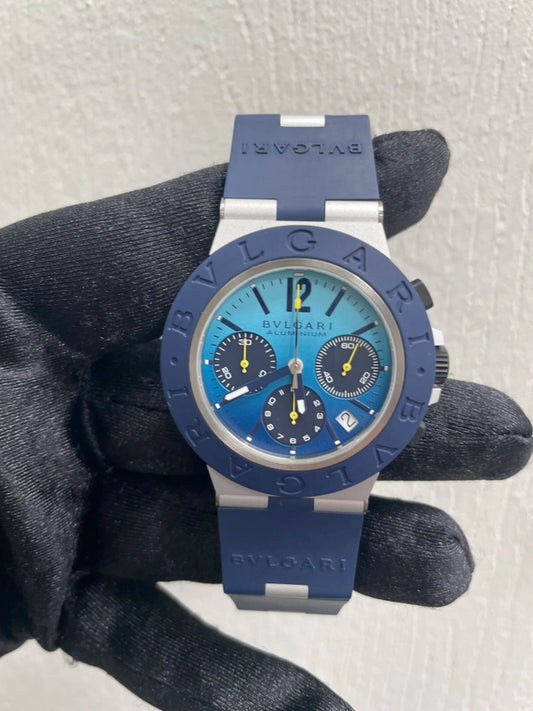 Bvlgari Aluminum Blue Dial on Rubber Ref BB40ATCH