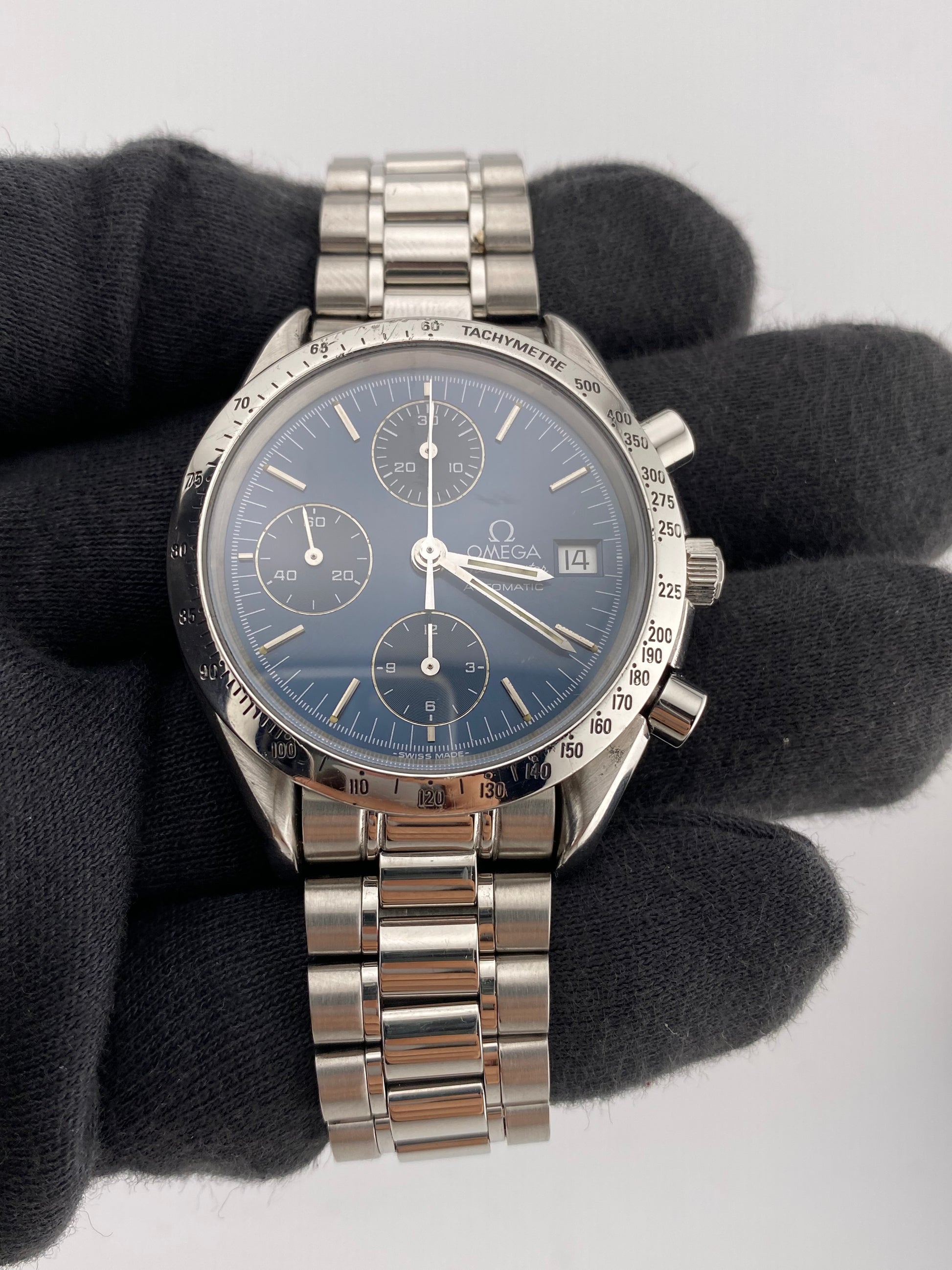 Omega Speed Master Blue Dial on Stainless Steel Bracelet Ref. 3511.80.00 — view 2