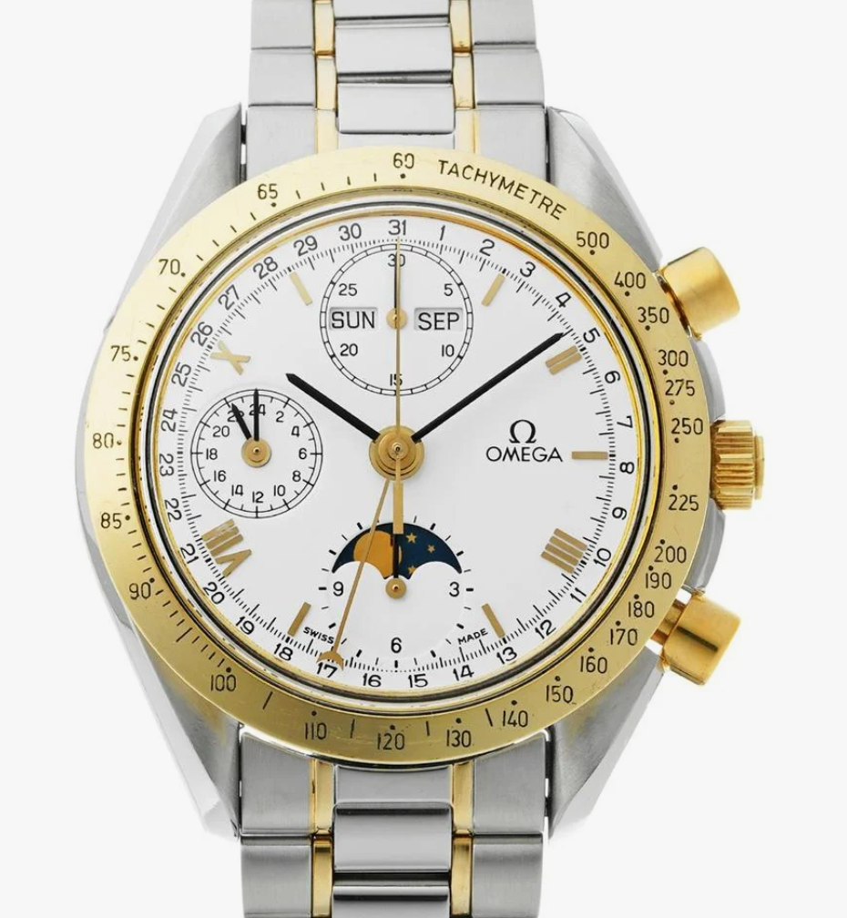 Omega Speedmaster Moonwatch Professional White Dial on 2 Tone Yellow Gold / Stainless Steel Bracelet Ref. 3330.20.00