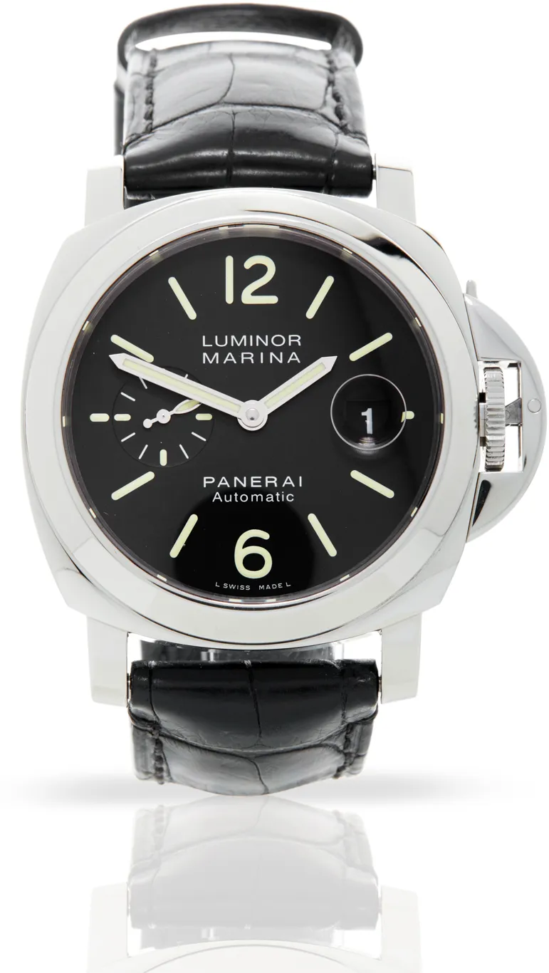 Panerai Luminor Marina Black Arabic Dial on Strap Ref. PAM00104 Complete 2002 — view 7