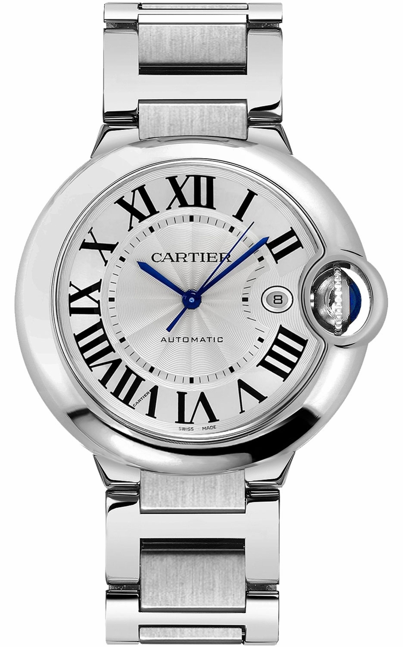 Cartier Ballon Bleu Silver Roman Numerals Dial on Stainless Steel Bracelet Ref. W69012Z4 Card 2017
