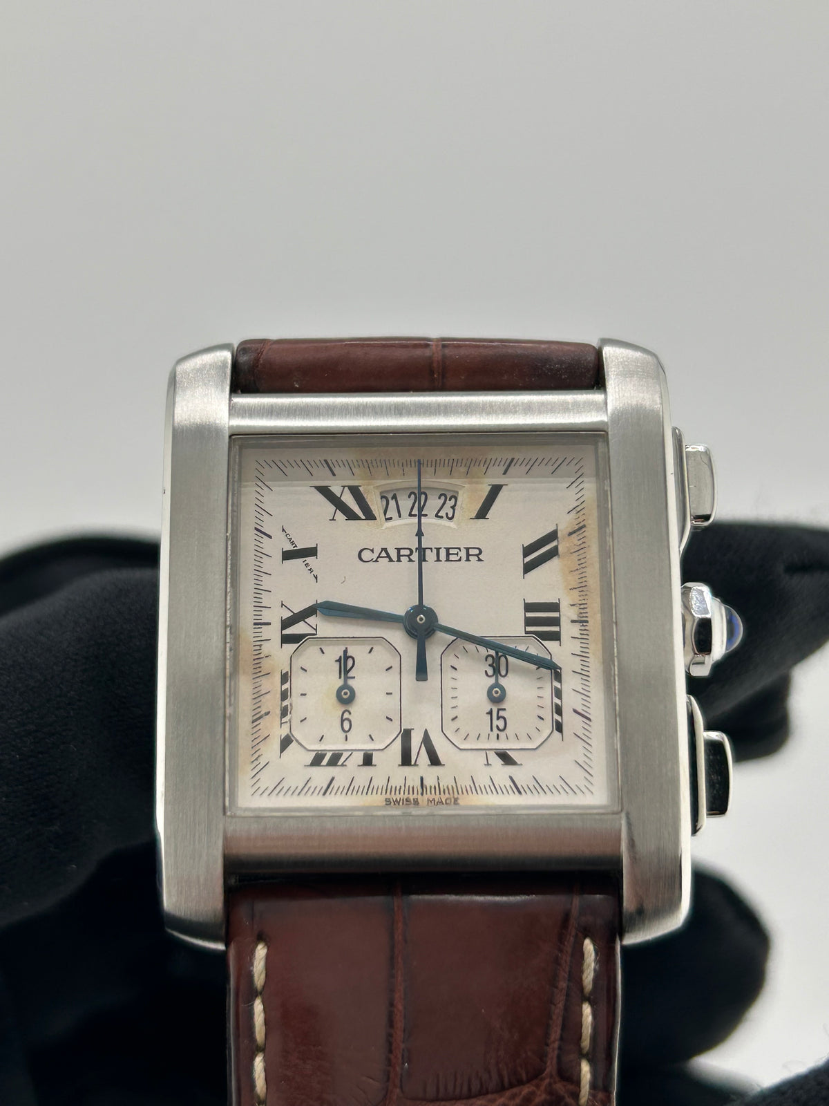 Cartier Tank Française XXL Chronoreflex Cream Dial on Brown Leather Strap Ref. W5101455 Papers — view 2