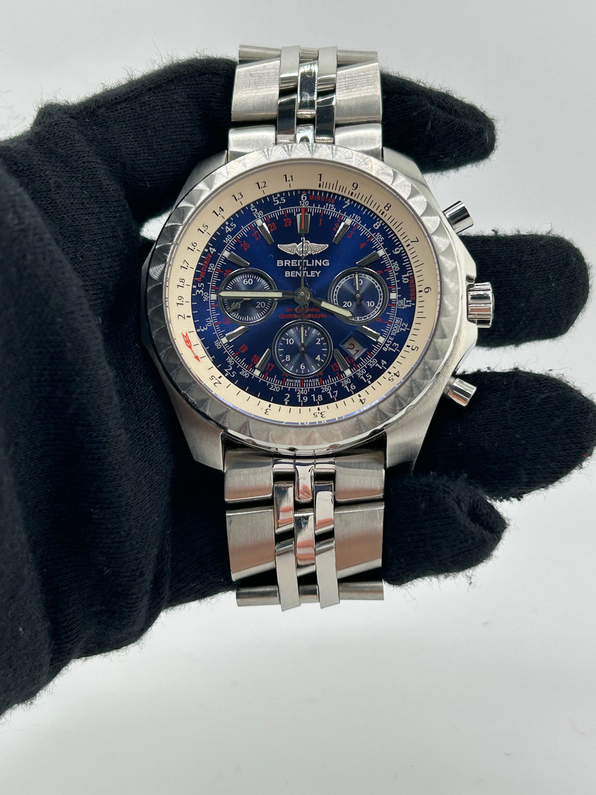 Breitling Bentley Motors T Blue Dial on Stainless Steel Bracelet Ref. A25363 — view 2