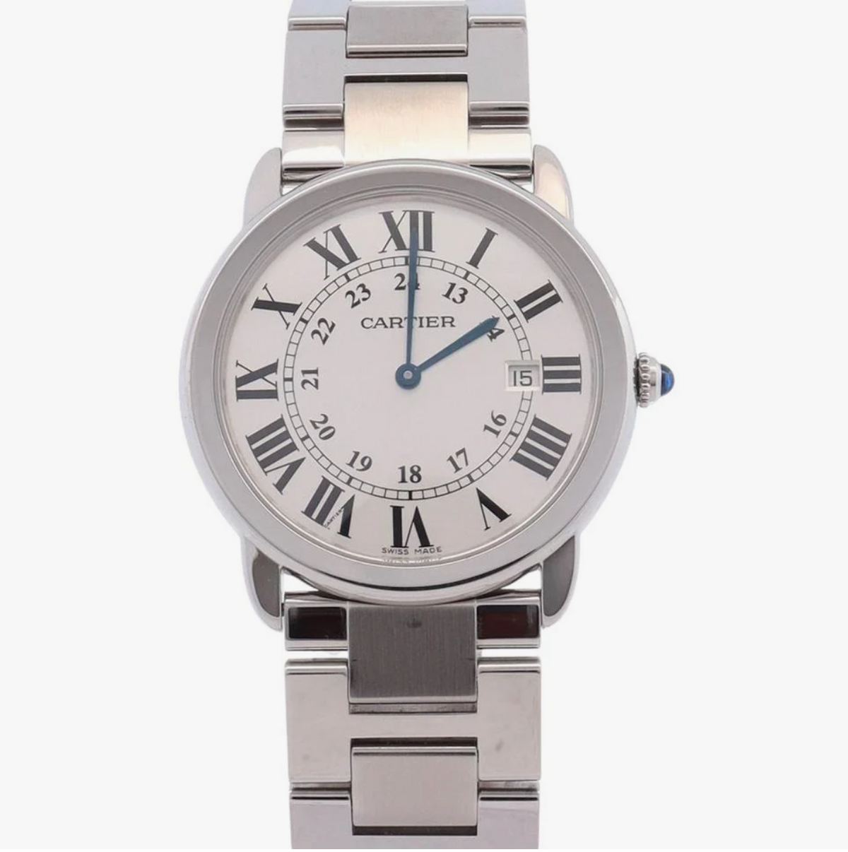 Cartier Ronde Solo Silver Roman Numerals Dial on Stainless Steel Bracelet Ref. W6701005
