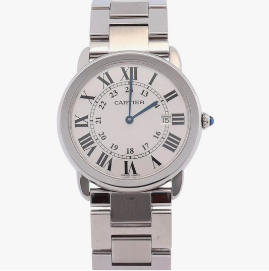 Cartier Ronde Solo Silver Roman Numerals Dial on Stainless Steel Bracelet Ref. W6701005